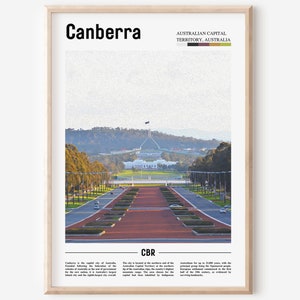 Canberra Print, Canberra Poster, Canberra Wall Art, Oil Painting Poster, Colorful City Print, City Artwork, Travel Artwork, Travel Wall Art