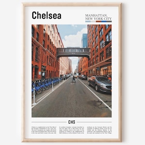 Chelsea Print, Chelsea Poster, Chelsea Wall Art, Oil Painting Poster, Colorful City Print, City Artwork, Travel Artwork, Travel Wall Art