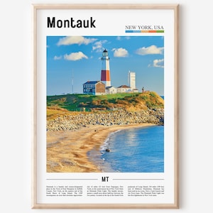 Montauk Print, Montauk Poster, Montauk Wall Art, Oil Painting Poster, Colorful City Print, City Artwork, Travel Artwork, Travel Wall Art