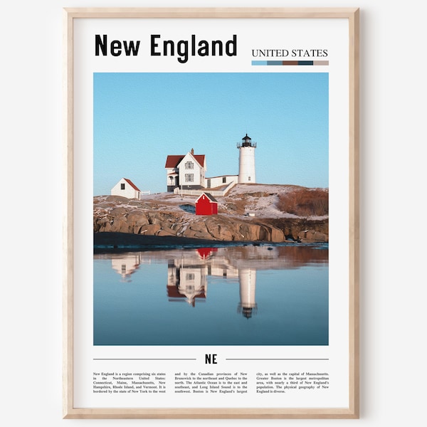 New England Print, New England Poster, New England Wall Art, Minimal Travel Print,Minimal City Poster,Travel Destination,Oil Painting Poster