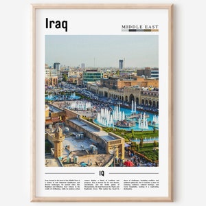 Iraq Poster, Iraq Print, Iraq Wall Art, Minimal Travel Print, Travel Destination, Oil Painting Poster