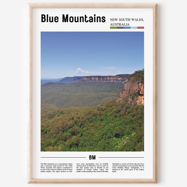 Blue Mountains Print, Blue Mountains Poster, Blue Mountains Wall Art, Oil Painting Poster, City Artwork, Travel Artwork, Travel Wall Art