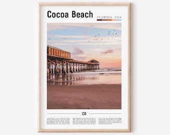 Cocoa Beach Print, Cocoa Beach Poster, Cocoa Beach Wall Art, Oil Painting Poster, City Print, City Artwork, Travel Artwork, Travel Wall Art