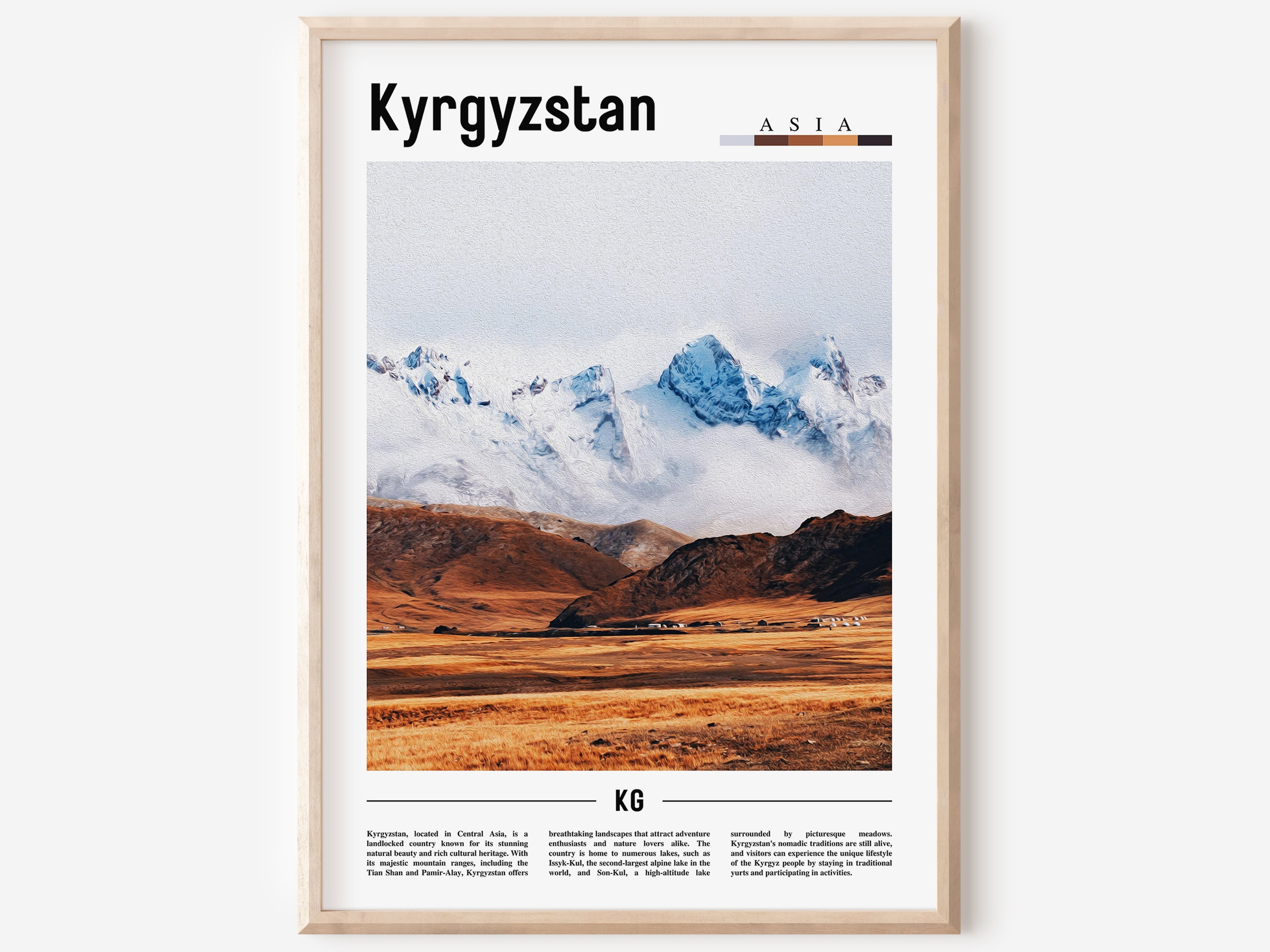 Kyrgyzstan Poster, Kyrgyzstan Print, Kyrgyzstan Wall Art, Asia Print, Asia Poster, Asia Photo, Minimal Travel Poster