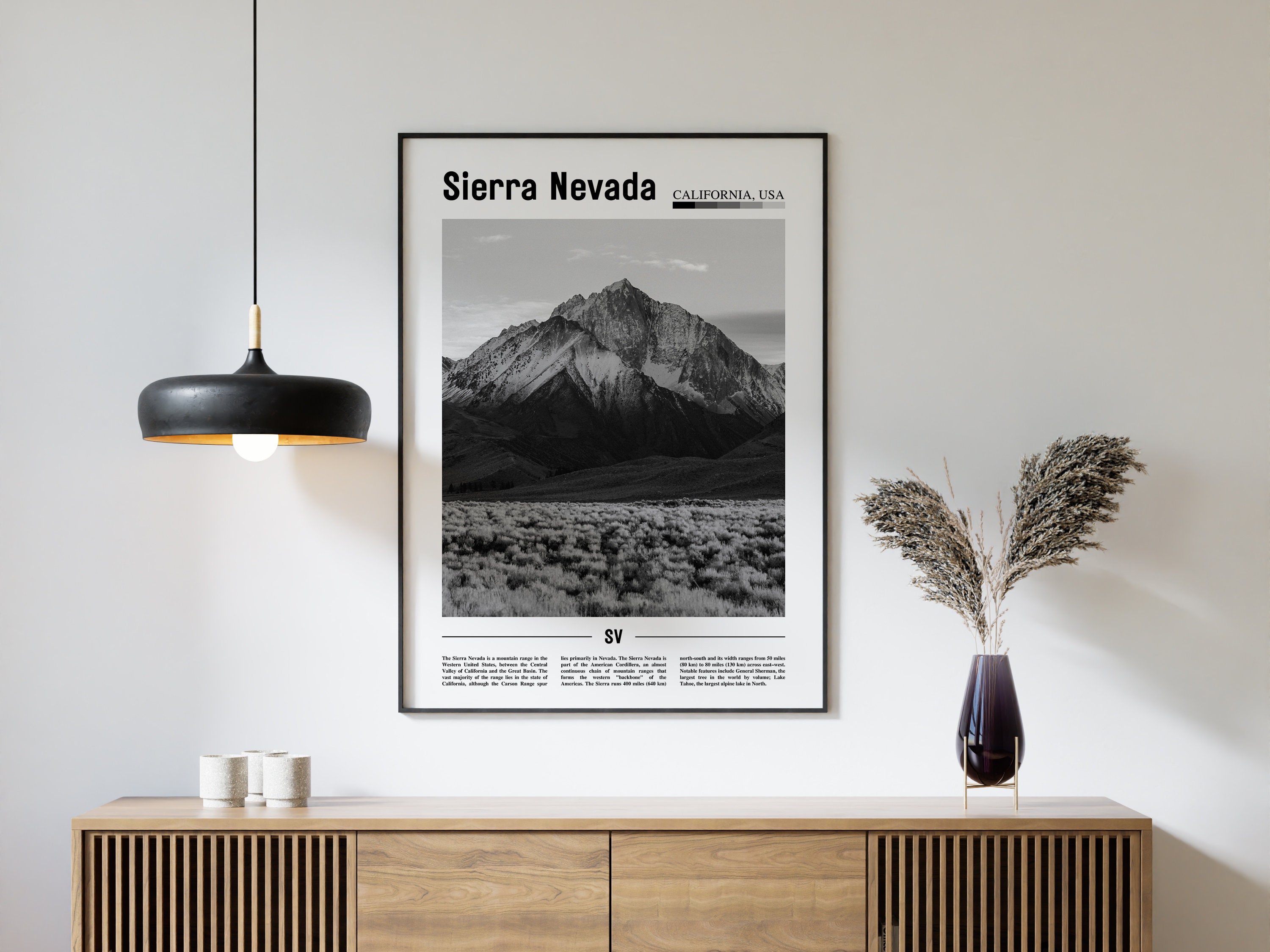 Sierra Nevada Poster Black and White, Sierra Nevada Print Black and ...