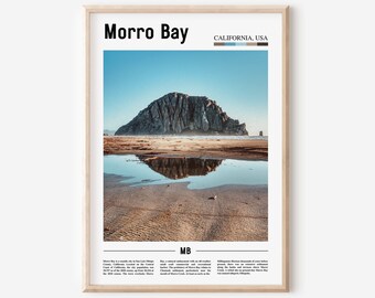 Morro Bay Poster, Morro Bay Poster, Morro Bay Wandkunst, Ölgemälde Poster, Bunte Stadt Druck, Stadt Kunstwerk, Reise Kunstwerk, Reise Wandkunst