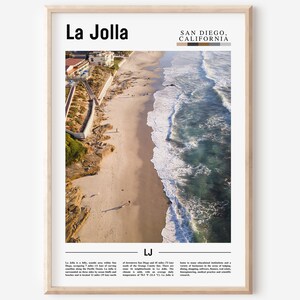 La Jolla Print, La Jolla Poster, La Jolla Wall Art, Minimal Travel Print, Minimal City Poster, Travel Destination Print, Oil Painting Poster