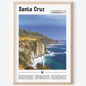 Santa Cruz Print, Santa Cruz Poster, Santa Cruz Wall Art, Oil Painting Poster, Colorful City Print, City Artwork, Travel Artwork, Travel Art