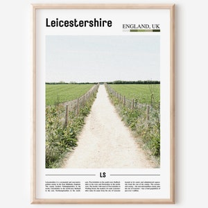 Leicestershire Print, Leicestershire Poster, Leicestershire Wall Art, Minimal Travel Print, Minimal City Poster, Travel Oil Painting Poster