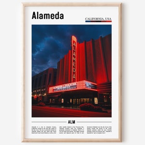 Alameda Print, Alameda Poster, Alameda Wall Art, Minimal Travel Print, Minimal City Poster, Travel Destination Print, Oil Painting Poster