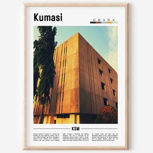 Kumasi Poster, Kumasi Print, Kumasi Wall Art, Minimal Travel Print, Travel Destination, Oil Painting Poster