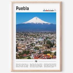 Puebla Poster, Puebla Print, Puebla Wall Art, Minimal Travel Print, Travel Destination, Oil Painting Poster