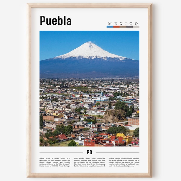 Puebla Poster, Puebla Print, Puebla Wandkunst, Minimal Travel Print, Travel Destination, Ölgemälde Poster