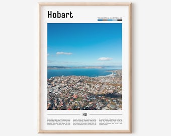 Hobart Poster, Hobart Poster, Hobart Wandkunst, Minimal Travel Print, Minimal City Poster, Travel Destination, City Print, Oil Painting Poster