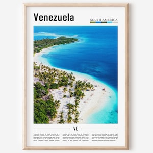 Cartel de Venezuela, Impresión de Venezuela, Arte de pared de Venezuela, Cartel de América del Sur, Impresión de América del Sur, Cartel de viaje