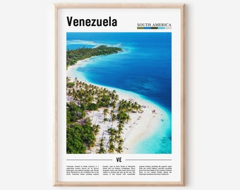 Cartel de Venezuela, Impresión de Venezuela, Arte de pared de Venezuela, Cartel de América del Sur, Impresión de América del Sur, Cartel de viaje