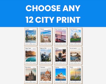 12er Set Reisedruck, 12er-Set Stadtdruck, Vintage-Reisedruck, Reise-Retro-Poster-Set 12er, Galerie-Set mit 12 Drucken