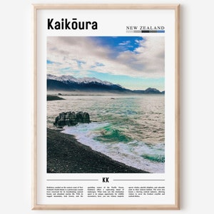Kaikōura Poster, Kaikōura Print, Kaikōura Wall Art, Minimal Travel Print, Travel Destination, Oil Painting Poster