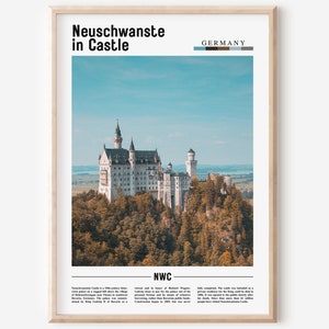Neuschwanstein Castle Print, Neuschwanstein Castle Poster, Neuschwanstein Castle Wall Art, Minimal Travel Print, City Oil Painting Poster