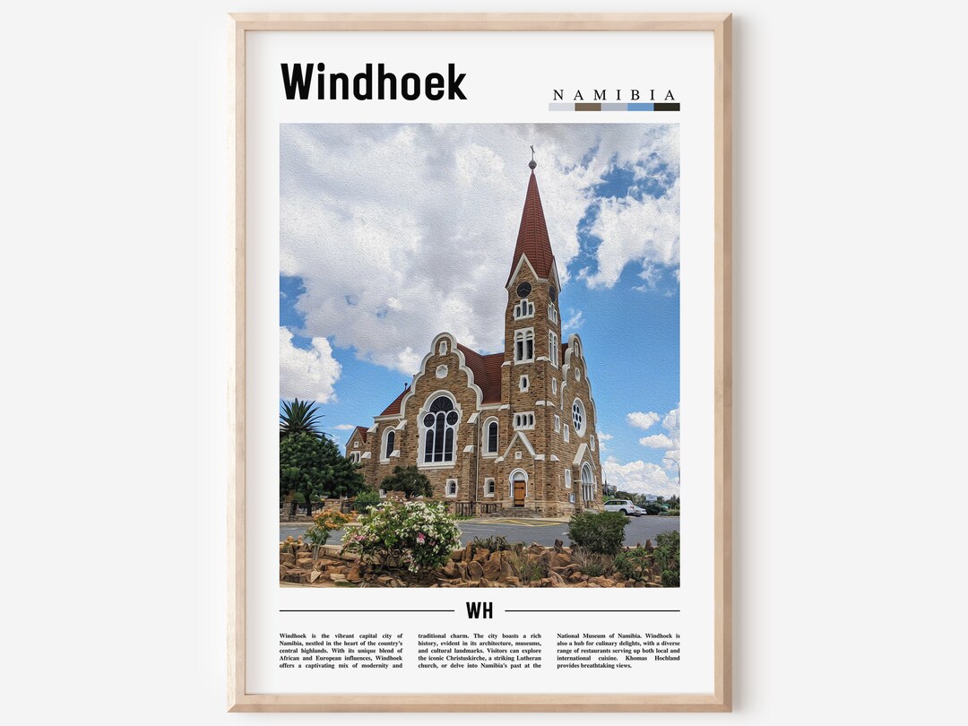 Windhoek Poster, Windhoek Print, Windhoek Wall Art, Minimal Travel