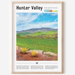Impressão de Hunter Valley, pôster de Hunter Valley, arte de parede de Hunter Valley, pôster de pintura a óleo, arte de cidade, arte de viagem, arte de parede de viagem