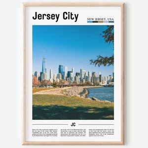 Jersey City Print, Jersey City Poster, Jersey City Wall Art, Minimal Travel Print,Minimal City Poster,Travel Destination,Oil Painting Poster