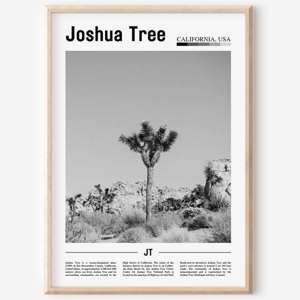 Joshua Tree Poster Noir et Blanc, Joshua Tree Print Noir et Blanc, Joshua Tree Wall Art, Impression de voyage minimale, Affiche de voyage