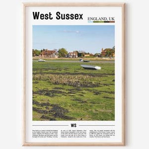 West Sussex Print, West Sussex Poster, West Sussex Wall Art, Oil Painting Poster, City Print, City Artwork, Travel Artwork, Travel Wall Art
