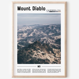 Mount Diablo Print, Mount Diablo Poster, Mount Diablo Wall Art, Minimal Travel Print, Minimal City Poster Destination, Oil Painting Poster