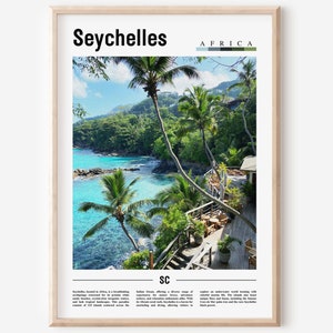 Seychelles Poster, Seychelles Print, Seychelles Wall Art, Minimal Travel Print, Travel Destination, Oil Painting Poster