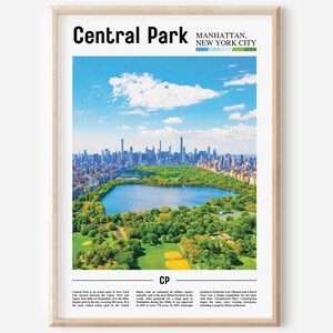 Impresión de Central Park, cartel de Central Park, arte de pared de Central Park, cartel de pintura al óleo, impresión de ciudad, arte de la ciudad, arte de viaje, arte de pared de viaje