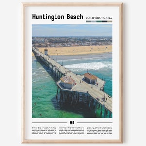 Huntington Beach Print, Huntington Beach Poster, Huntington Beach Wall Art, Oil Painting Poster, City Artwork,Travel Artwork,Travel Wall Art