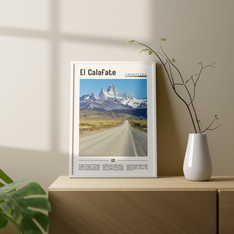 Cartel de El Calafate, Impresión de El Calafate, Arte de pared de El Calafate, Cartel de América del Sur, Impresión de América del Sur, Cartel de viaje imagen 9