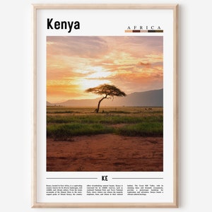 Kenya Poster, Kenya Print, Kenya Wall Art, Minimal Travel Print, Travel Destination, Oil Painting Poster