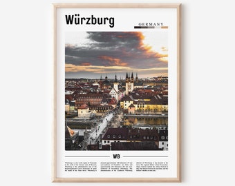 Würzburg Poster, Würzburg Poster, Würzburg Wandkunst, Minimal Travel Print, Minimal City Poster, Travel Destination Print, Oil Painting Poster