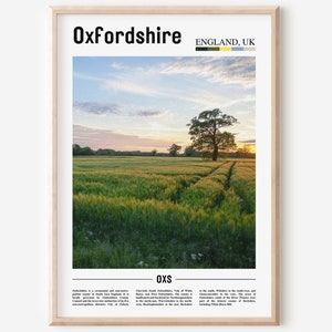 Oxfordshire Print, Oxfordshire Poster, Oxfordshire Wall Art, Minimal Travel Print,Minimal City Poster,Travel Destination,Oil Painting Poster