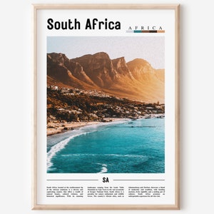 South Africa Poster, South Africa Print, South Africa Wall Art, Minimal Travel Print, Travel Destination, Oil Painting Poster