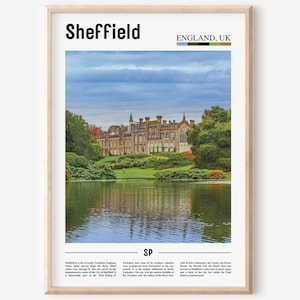Sheffield Print, Sheffield Poster, Sheffield Wall Art, Oil Painting Poster, Colorful City Print, City Artwork,Travel Artwork,Travel Wall Art