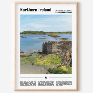 Northern Ireland Print, Northern Ireland Poster, Northern Ireland Wall Art, Oil Painting Poster, City Artwork,Travel Artwork,Travel Wall Art