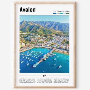Avalon Print, Avalon Poster, Avalon Wall Art, Oil Painting Poster, Colorful City Print, City Artwork, Travel Artwork, Travel Wall Art