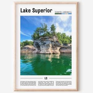 Lake Superior Print, Lake Superior Poster, Lake Superior Wall Art, Minimal Travel Print, Minimal City Poster, Travel Oil Painting Poster