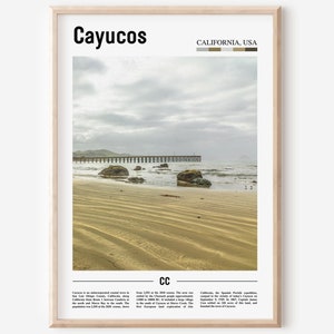 Cayucos Print, Cayucos Poster, Cayucos Wall Art, Oil Painting Poster, Colorful City Print, City Artwork, Travel Artwork, Travel Wall Art