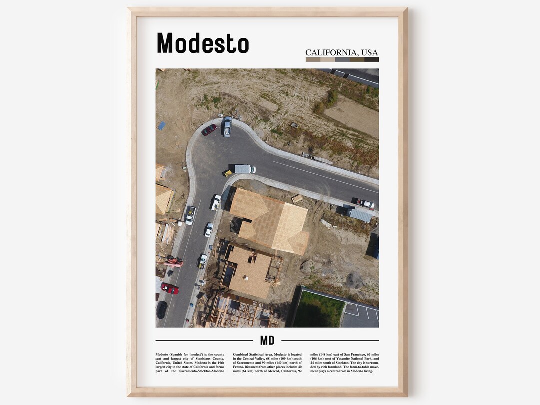 Buy Modesto Print, Modesto Poster, Modesto Wall Art, Minimal Travel Print,  Minimal City Poster,travel Destination,city Print,oil Painting Poster