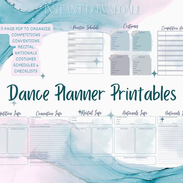 Dance Planner - Printable - Competition, Recital, Costumes, & More