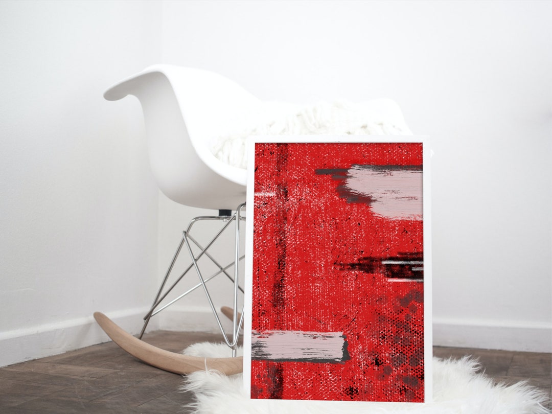 Abstract Wall Art Red Black Painting Canvas Etsy