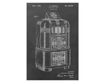 Jukebox Patent Art Print | 1940s Music Poster