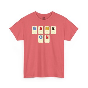 Game On Tile Graphic Tee Shirt | Cotton Casual Apparel Coral Silk