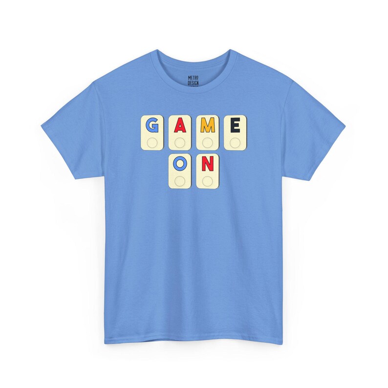 Game On Tile Graphic Tee Shirt | Cotton Casual Apparel Carolina Blue