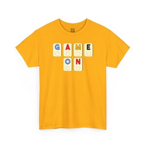 Game On Tile Graphic Tee Shirt | Cotton Casual Apparel Gold