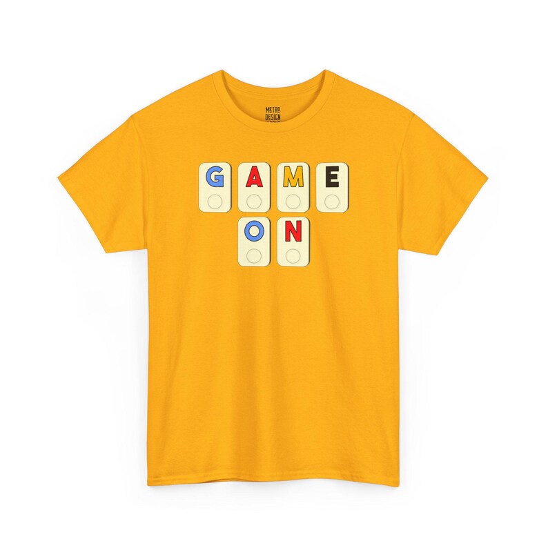Game On Tile Graphic Tee Shirt | Cotton Casual Apparel Gold